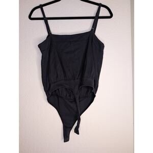 Free People Intimately Soft Ribbed Black Bodysuit Boho M